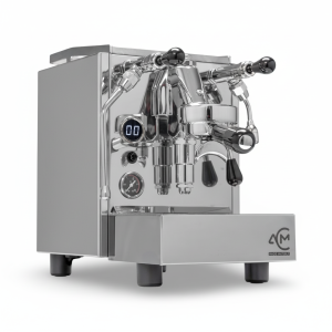 ACM Homey Coffee Machine Inox with Shot Timer front view — Espresso Works Australia