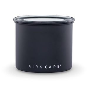 Airscape 4" Storage Container in black, front view — Espresso Works Australia