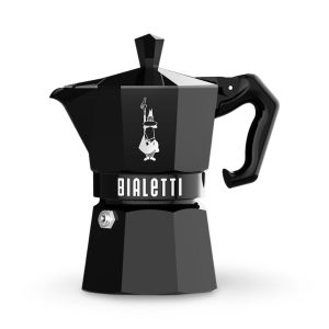 Bialetti Moka Exclusive Black 3 Cup in front view — Espresso Works Australia