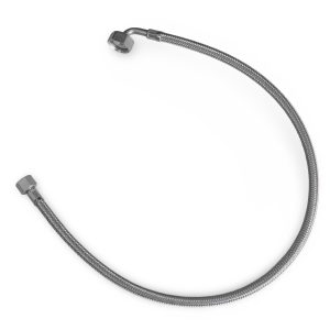 Braided Hose 800mm 3/8"f to 1"F Flat Elbow front view — Espresso Works Australia