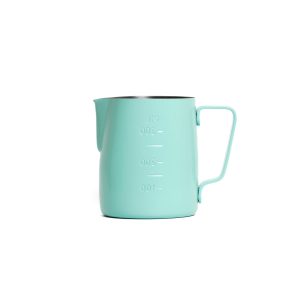 Coffee Accessories 300ml Teal Blue milk jug from the front view — Espresso Works Australia