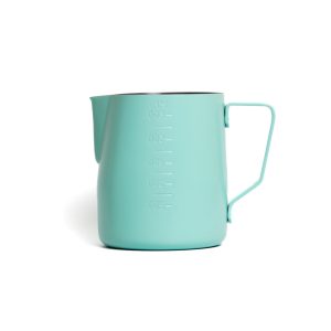Coffee Accessories 600ml Teal Blue milk jug from the front view — Espresso Works Australia