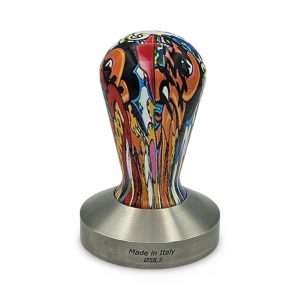 Comics Graphic Handle 58mm Tamper front view — Espresso Works Australia