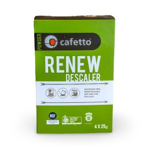 Cafetto Renew Espresso Descaler sachets in front view — Espresso Works Australia