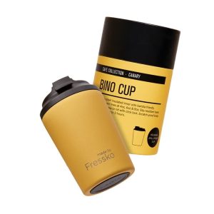 Fressko 8oz Bino Canary Yellow Cup front view — Espresso Works Australia
