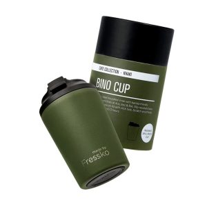 Fressko 8oz Bino Khaki Green Cup from the front view — Espresso Works Australia