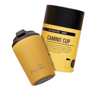 Fressko 12oz Camino Canary Yellow Cup front view — Espresso Works Australia