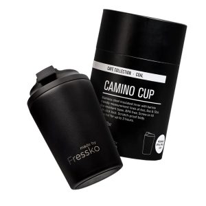 Fressko 12oz Camino Coal Black Cup front view — Espresso Works Australia