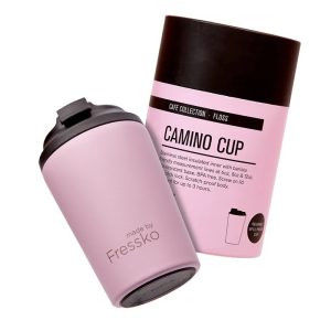 Fressko 12oz Camino Floss Pink Cup from the front view — Espresso Works Australia