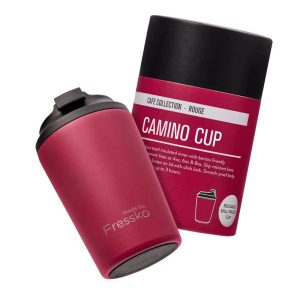 Fressko 12oz Camino Rouge Red Cup front view — Espresso Works Australia