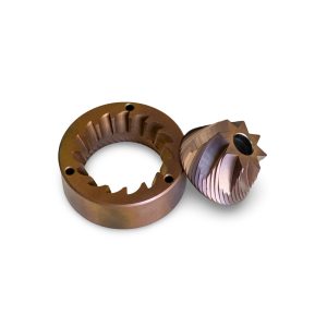 Fiorenzato F71 71mm RED SPEED Conical Burrs from the front view — Espresso Works Australia