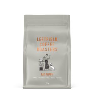 250g Coffee Leftfield Fat Puppy front view — Espresso Works Australia