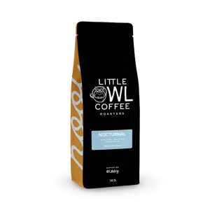Little Owl Nocturnal coffee beans from the front view — Espresso Works Australia