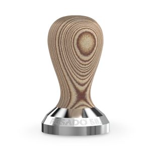 Pesado Tamper 58.5mm OAK Wood front view — Espresso Works Australia
