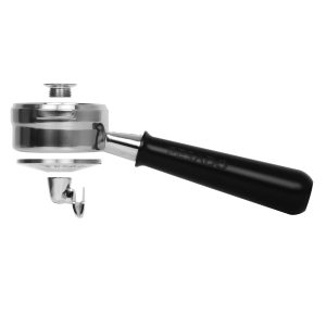 Pesado Hybrid LM/E61 Portafilter POM (Black) front view — Espresso Works Australia