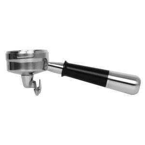Pesado Black/Silver Double Portafilter front view — Espresso Works Australia
