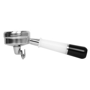 Pesado Modular White/Black Double Spout Portafilter front view — Espresso Works Australia
