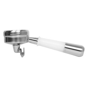 Pesado White/Silver Double Portafilter from the front view — Espresso Works Australia
