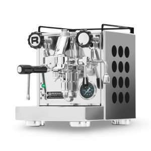 Rocket Appartamento Coffee Machine OG Stainless Steel/Black front view — Espresso Works Australia