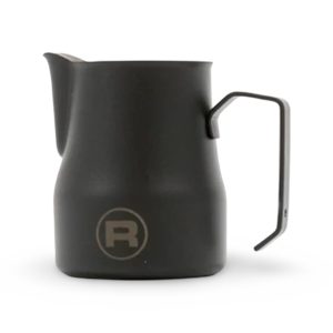 Rocket 350ml Milk Jug - Black from the front view — Espresso Works Australia