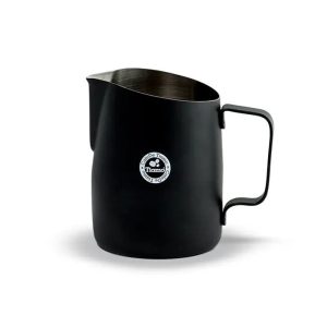 TIAMO Milk Jug 650ml Matte Black front view — Espresso Works Australia
