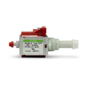 Ulka Vibratory Pump, EP5 24V Plastic Outlet from the front view — Espresso Works Australia
