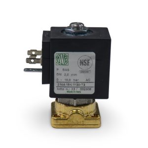 XLVI ODE 240V 2 Way Flat Base Inlet Solenoid 14 Bar front view — Espresso Works Australia