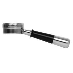 Pesado Black/Silver Naked Portafilter Handle front view — Espresso Works Australia